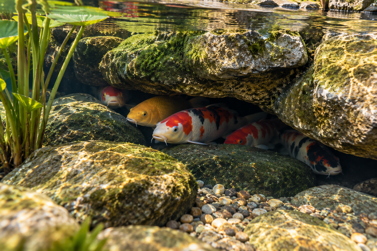 Why Are My Pond Fish Hiding in the Rocks?