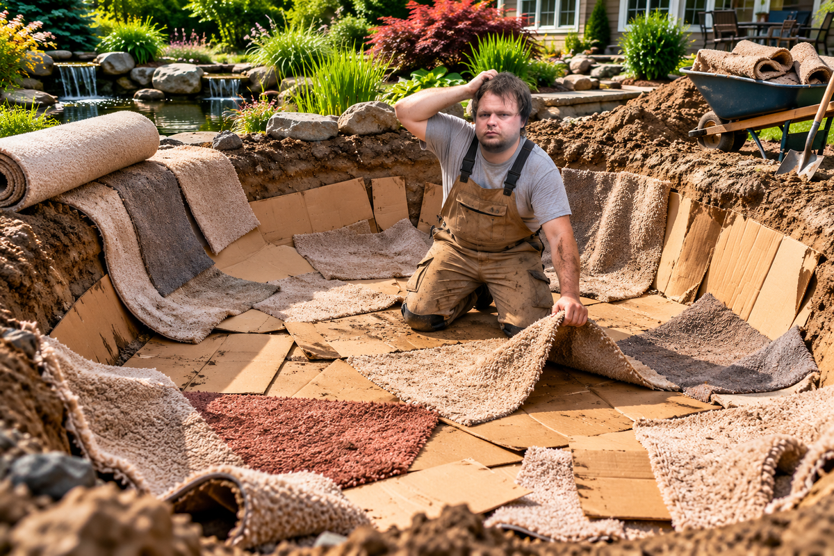 Why Use Pond-Liner Underlayment Instead of Old Carpet or Cardboard?