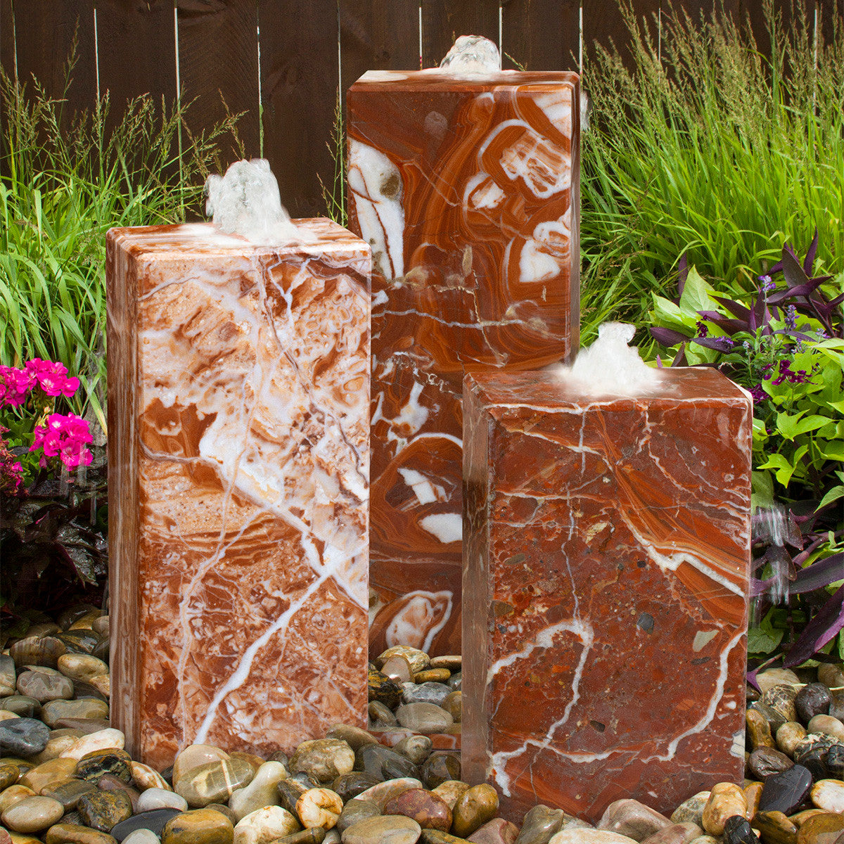 Blue Thumb Smooth Red Onyx Triple Column Fountain Kit