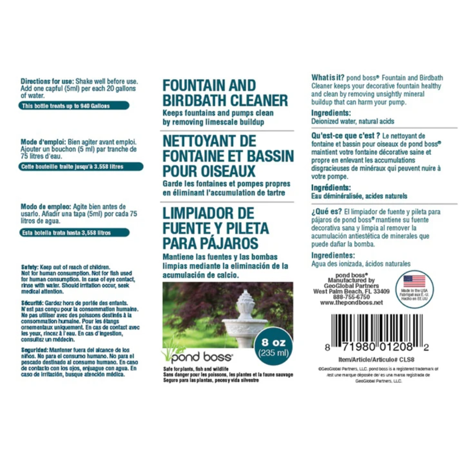 Pond Boss Fountain and Birdbath Cleaner 8oz.