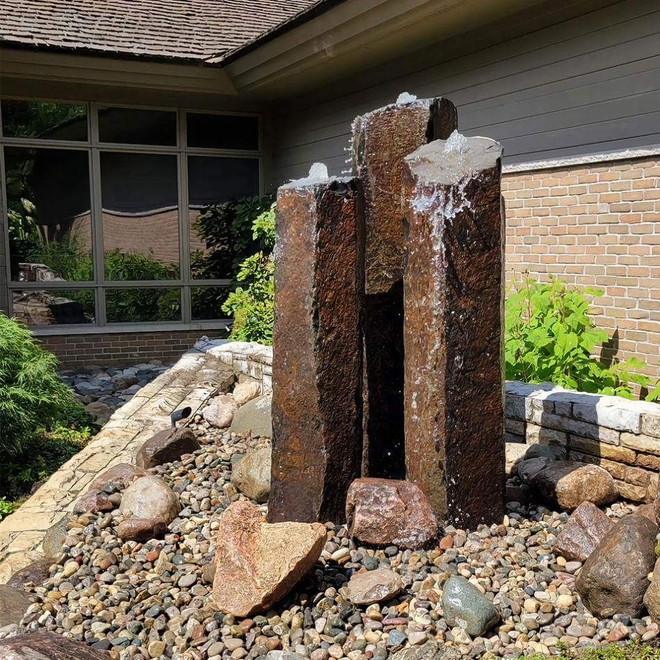 Blue Thumb Tall Rustic Basalt Fountains