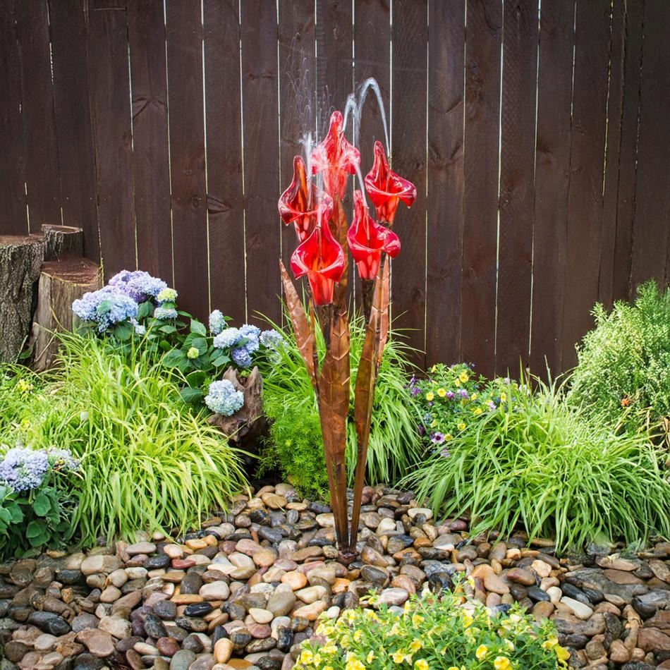 Blue Thumb Iris Flower Copper Fountain Complete Kit