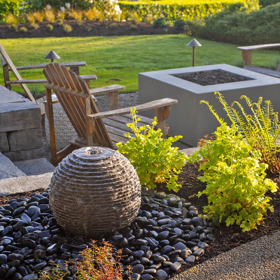 Blue Thumb Ribbed Sphere - Granite Fountain Kit