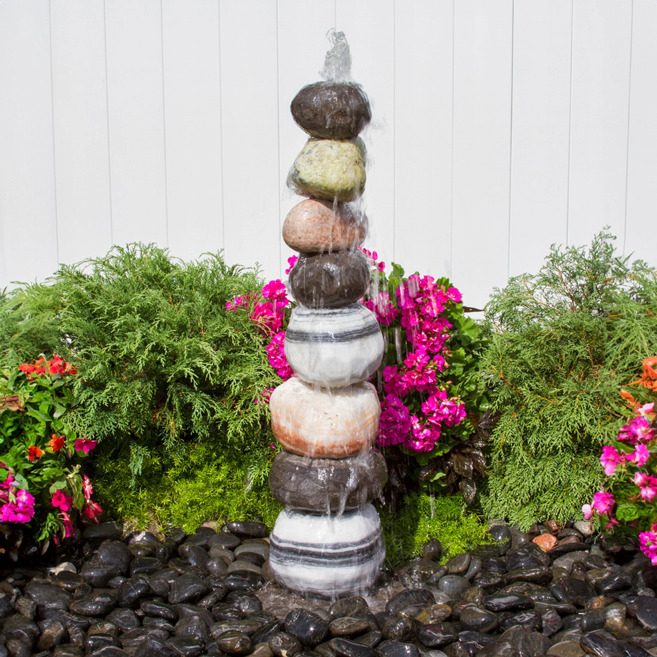 Blue Thumb Stacked Pebble Fountain