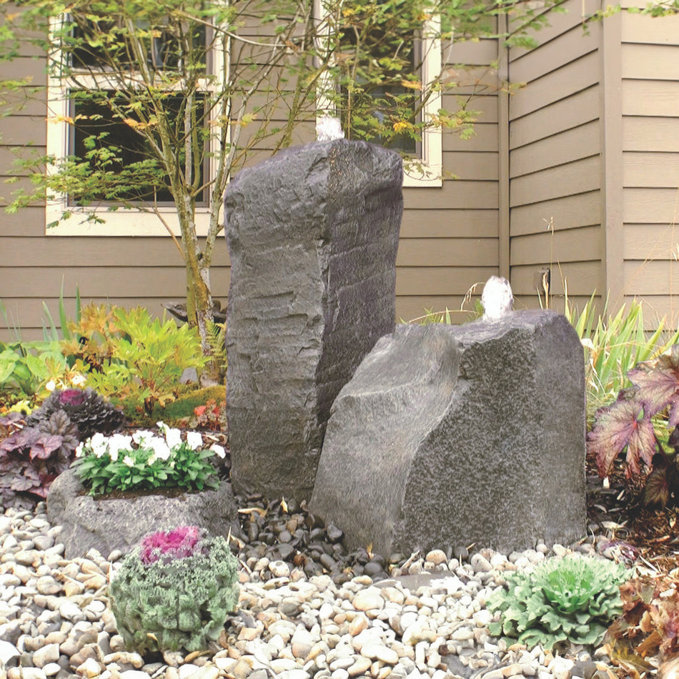 Blue Thumb Cascade Double Fountain with Accent Planter