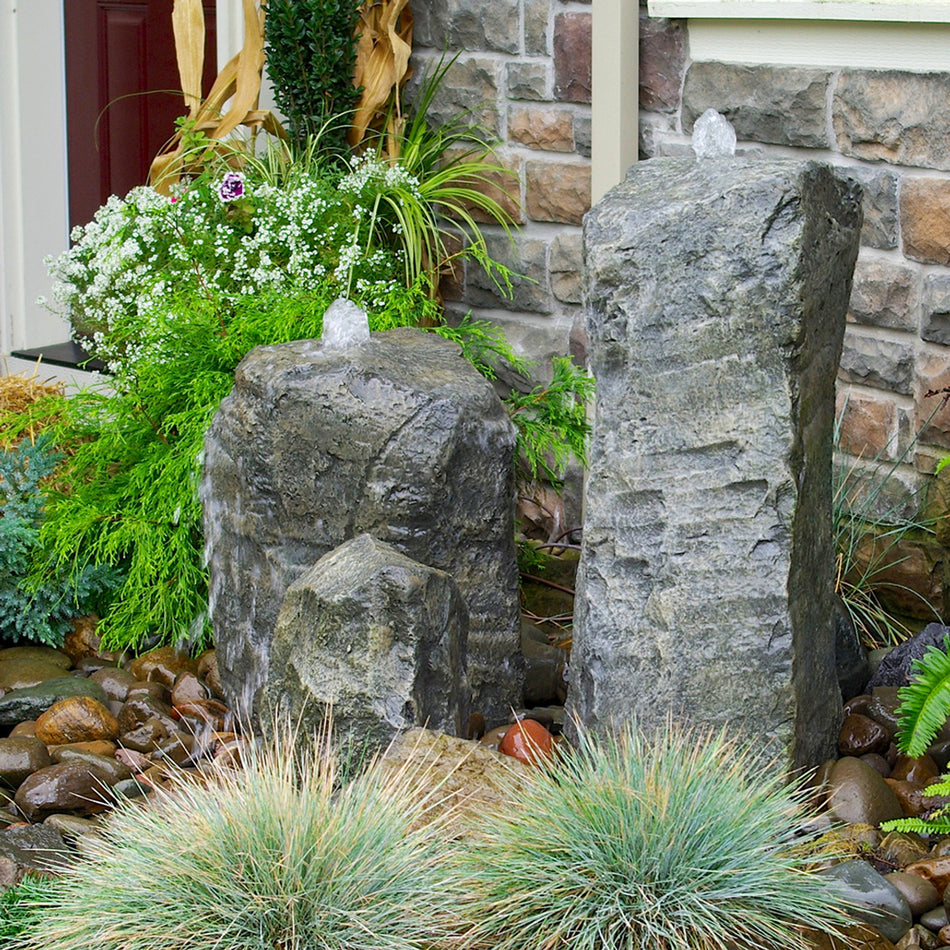 Blue Thumb Double Cascade Fountain with Accent Rock