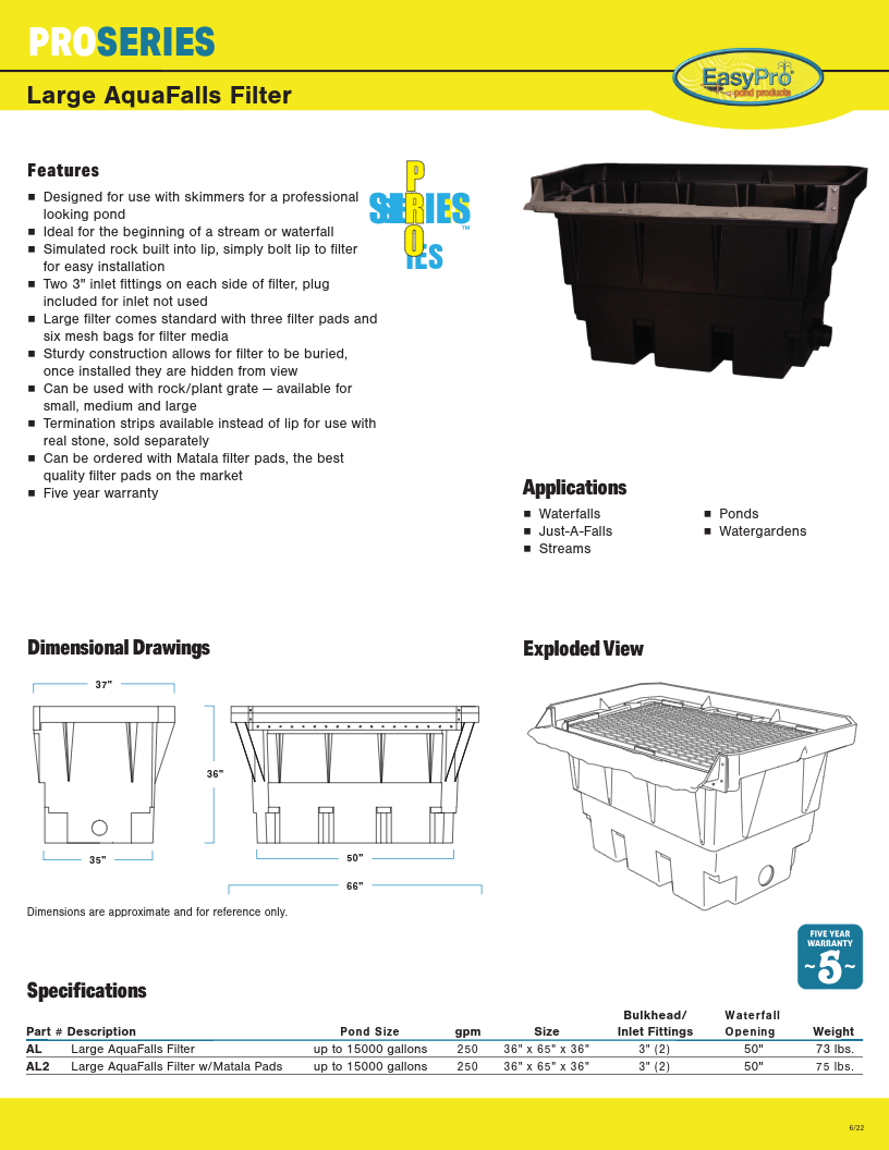 Easy Pro EasyPro Large AquaFalls Waterfall Filter - Large Pond Filter – Pondscape
