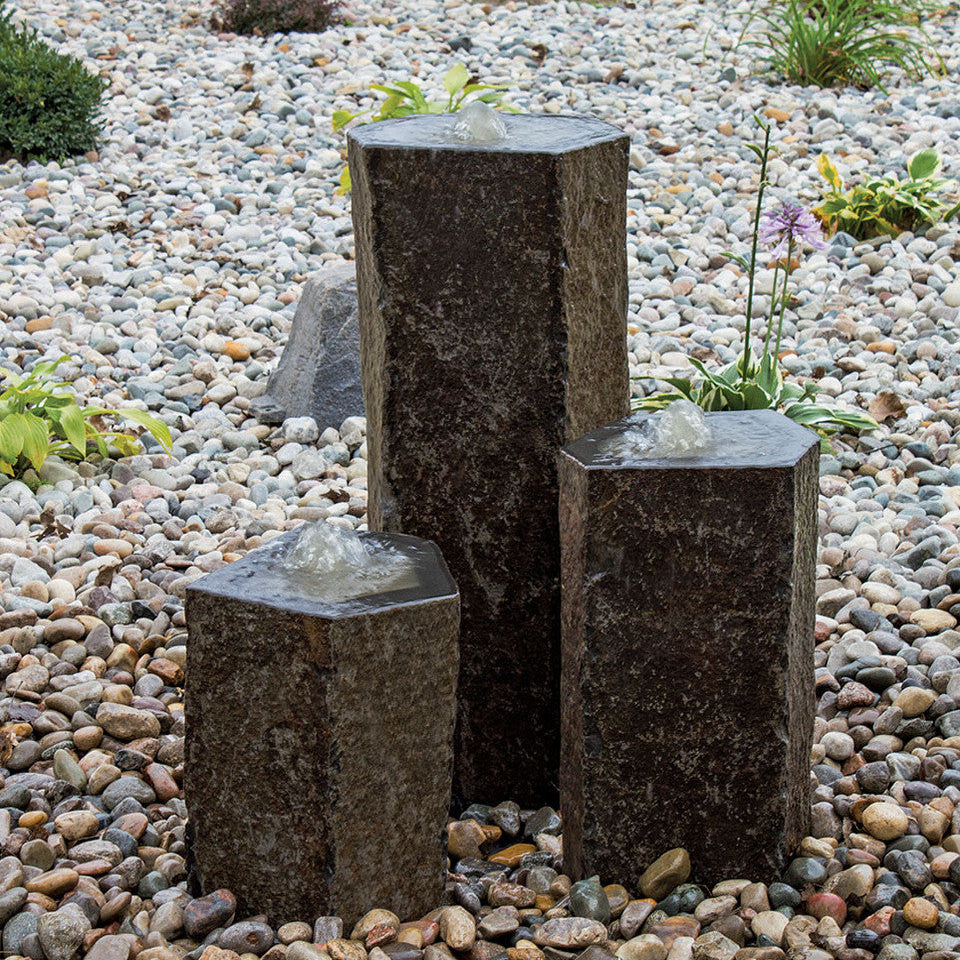 Triple Hollowed-Out Basalt Fountain - Complete Kit - Thumbnail 4
