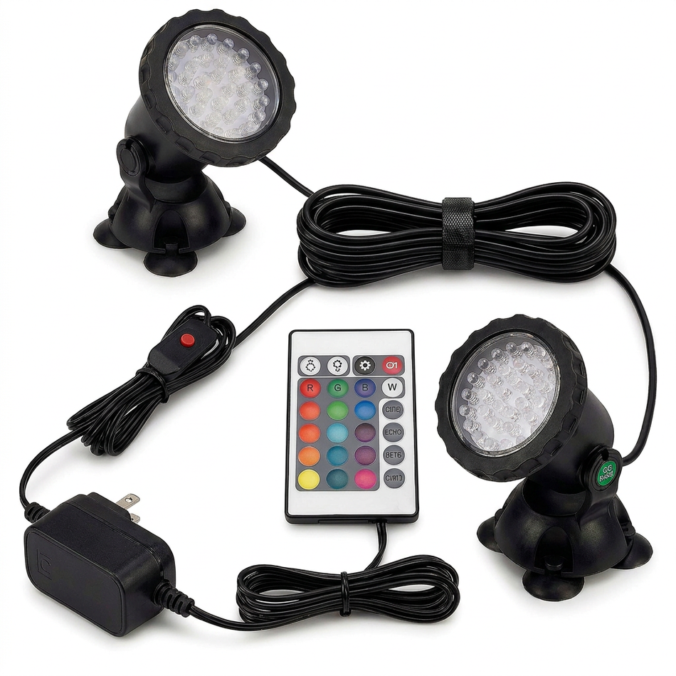 PondScape Submersible LED Color-Changing Pond Light Kits with Remote