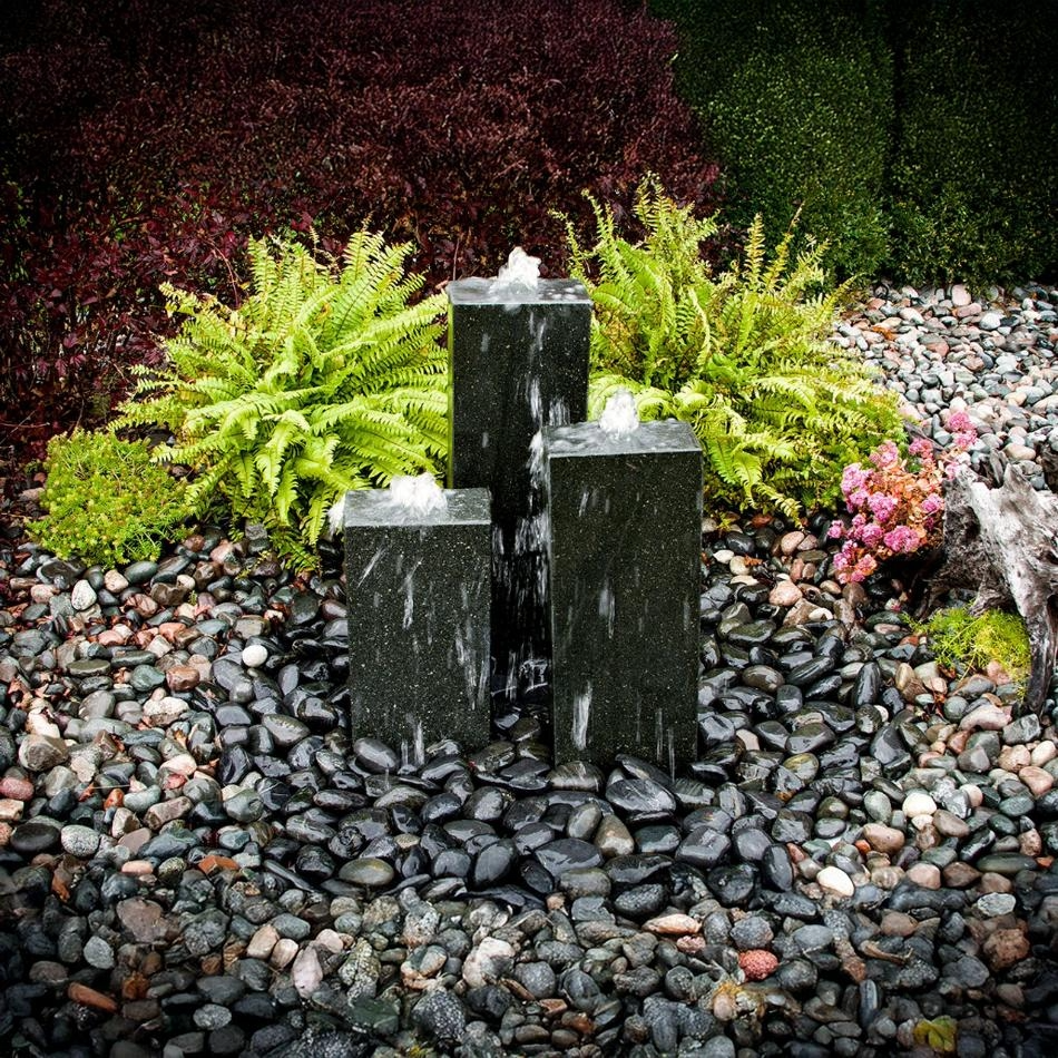 Blue Thumb Smooth Speckled Granite Triple Column Fountain Kit