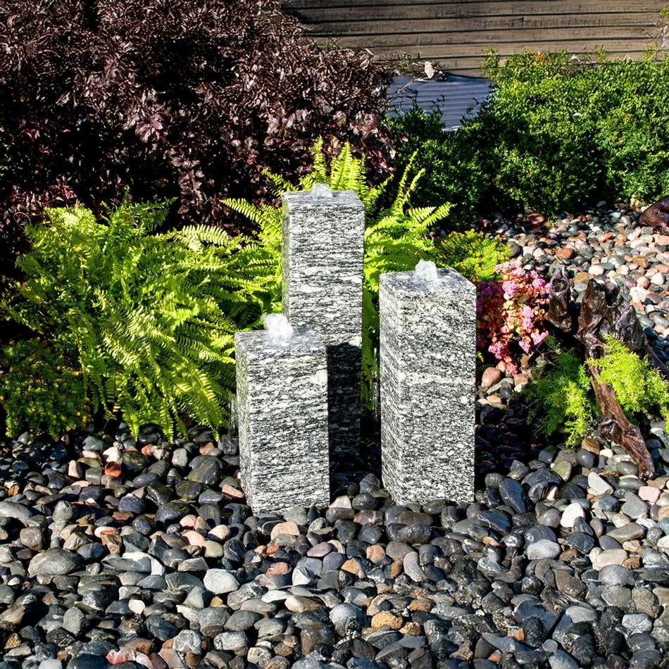 Smooth Speckled Granite 3-Column Fountain - Complete Kit