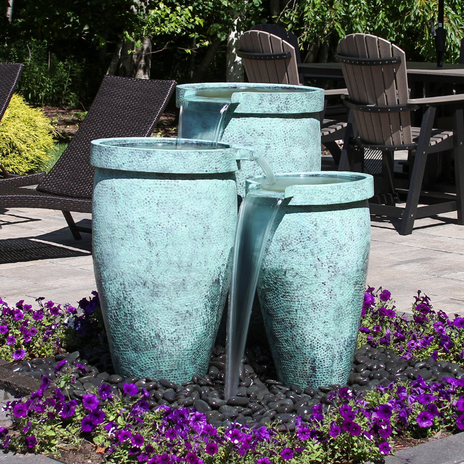 Blue Thumb Triple Brass Patina Urn Fountain Kit