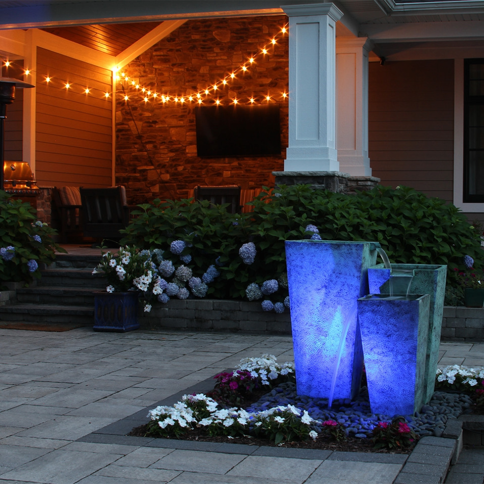 Blue Thumb Triple Brass Patina Urn