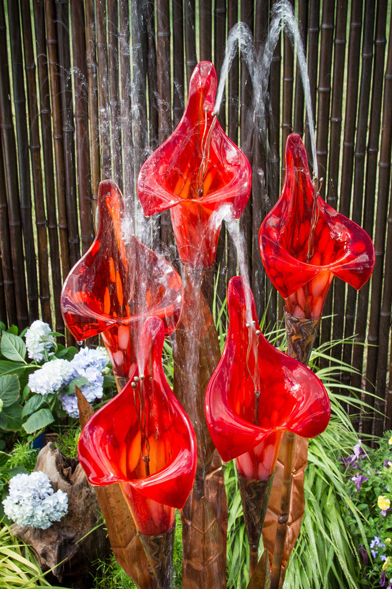 Blue Thumb Iris Flower Copper Fountain Complete Kit - Thumbnail 3
