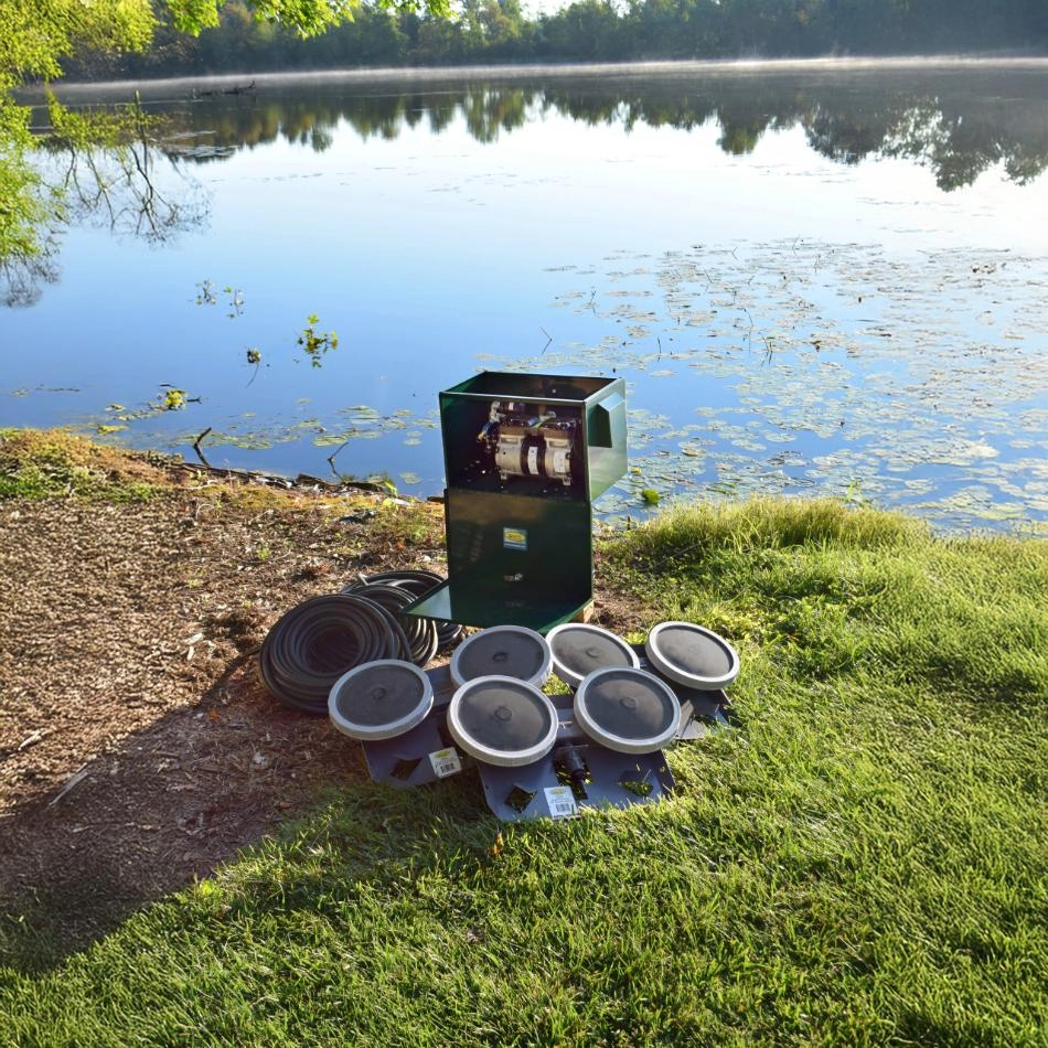 EasyPro PA66W Rocking Piston Pond Aeration System- 1/2 HP Kit with Quick Sink Tubing