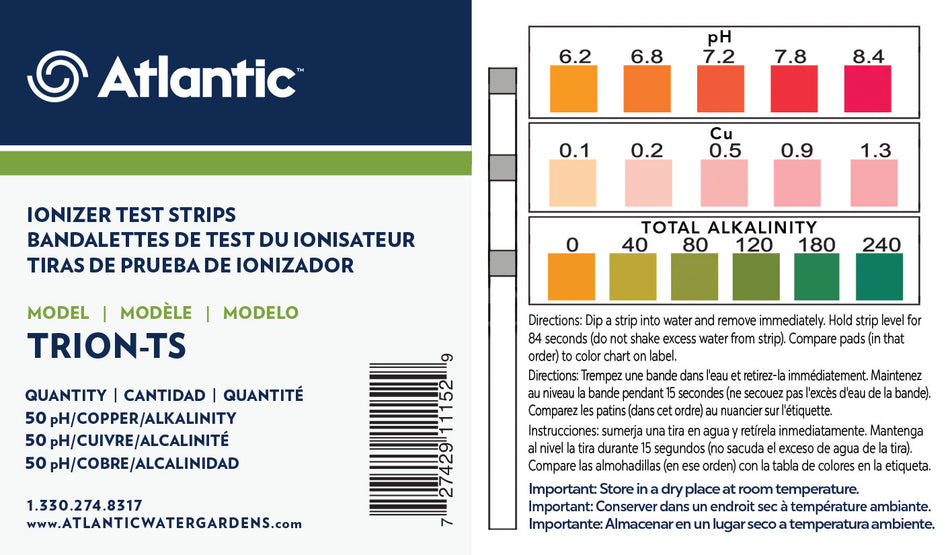 Atlantic Alkalinity/pH/Copper Test Strips (50/Bottle)